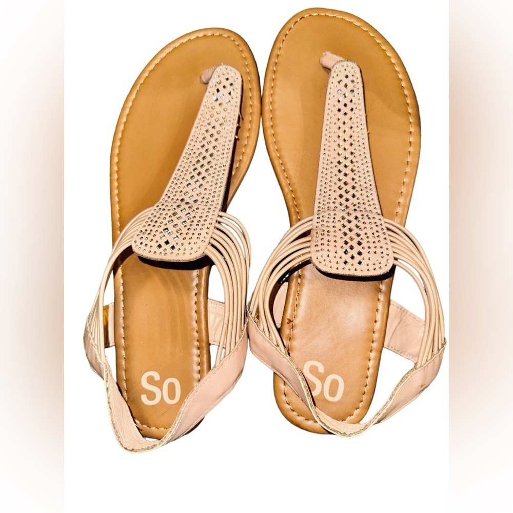 “SO” Size Extra Large (9.5-10) Pink Blush Strappy Womens Sandals - Picture 3 of 9